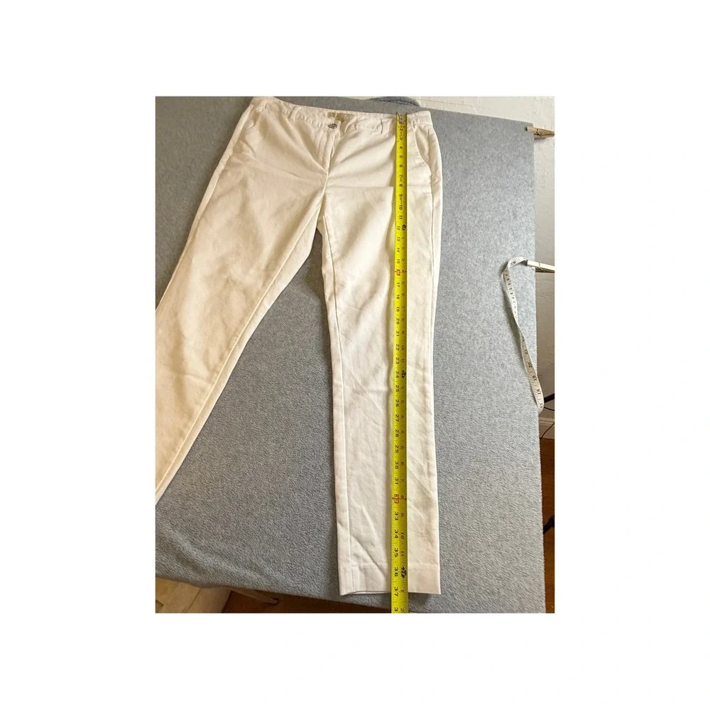 Michael Kors Womens White Slim Leg Stretch Cotton Trousers Pants Size 10 - Picture 4 of 7